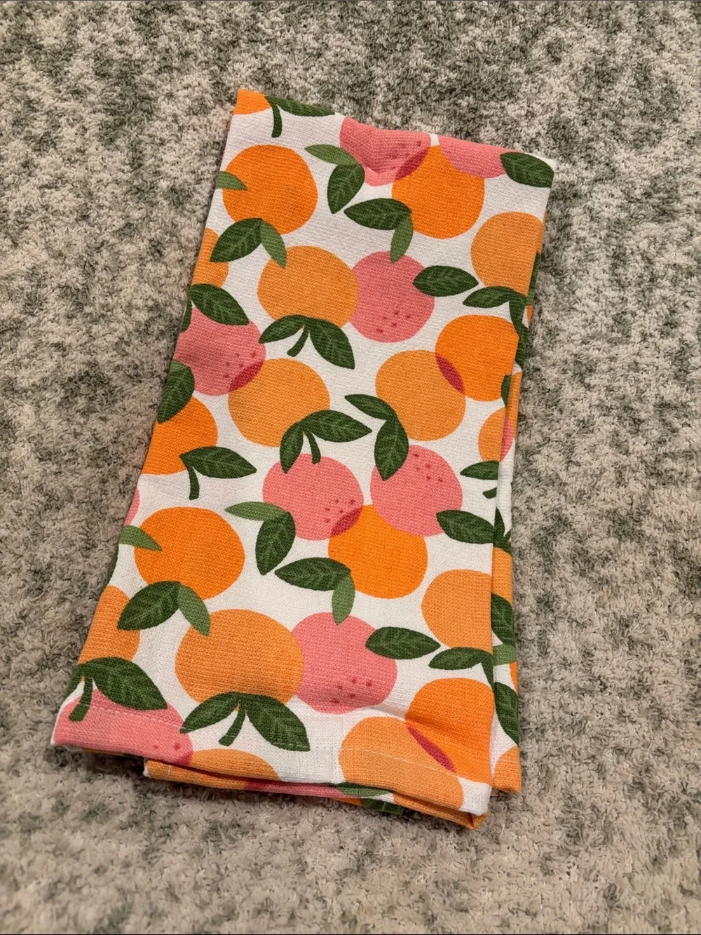 Colorful Citrus Kitchen Towels Set of 2 Oranges Grapefruit Print NWT Cotton